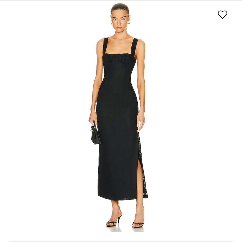 SIR the label Black Maxi Square Neck Dress with Side Slit